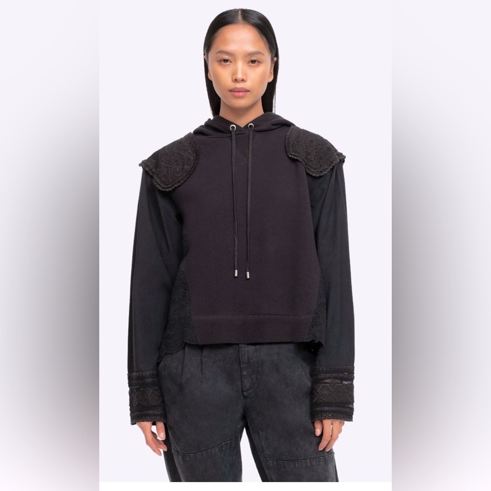 sea New York AURELIE black Eyelet Hoodie Sz S Gorgeous!  $395